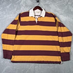 Eddie Bauer Maroon and Yellow Striped Polo Shirt